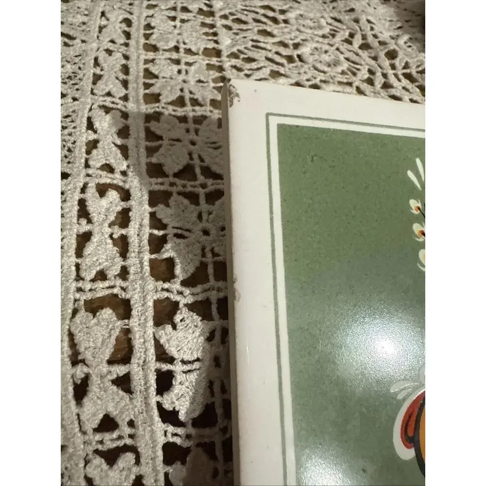 VTG 1970 Ceramic Tile Trivet Folk art Berggren Original 6” MCM Retro Mod Signed - Picture 3 of 7